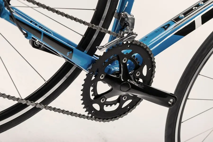 Chainset and cassette on a road bike